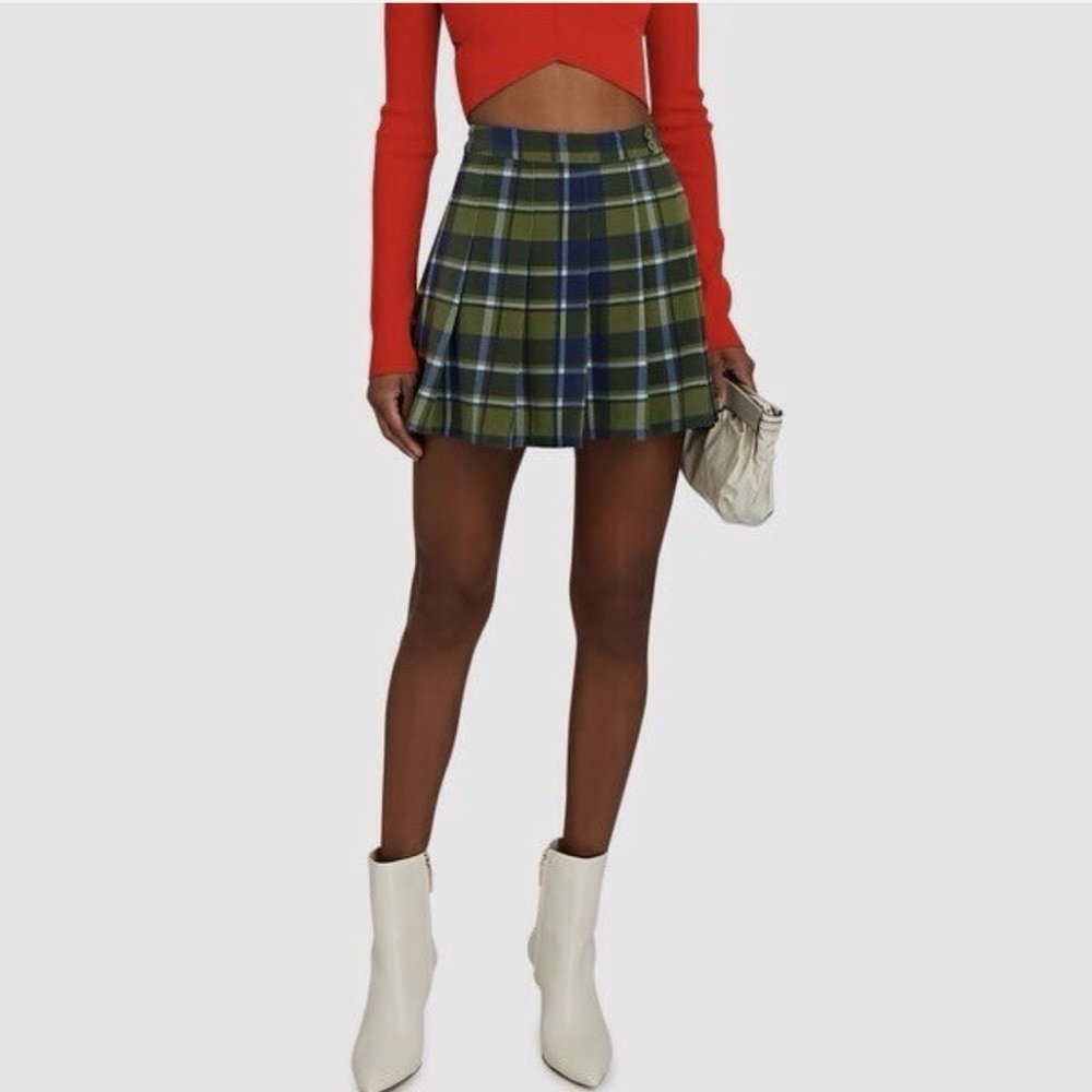 WeWoreWhat Plaid Mini Skirt in Green and Blue - Picture 3 of 9